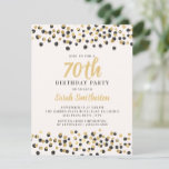 White Black Gold Confetti Glitter 70th Birthday Invitation<br><div class="desc">Elegant black and gold confetti glitter on white 70th birthday party invitation for women.</div>