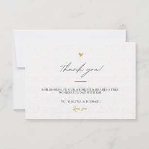 White & Black Gold Minimal Calligraphy Wedding  Thank You Card