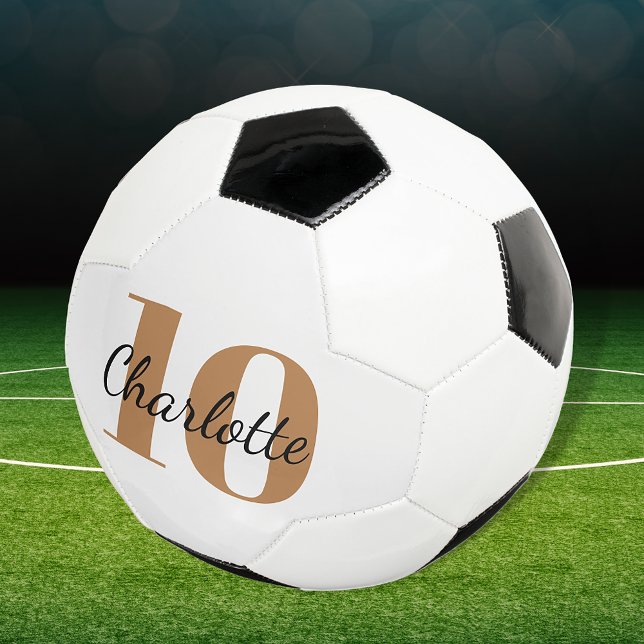 White black gold monogram initials name number football (Creator Uploaded)