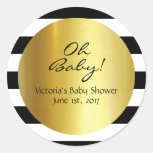 White,Black, Gold Striped Sticker - Personalised