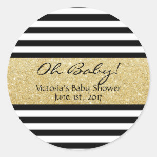White,Black, Gold Striped Sticker - Personalised
