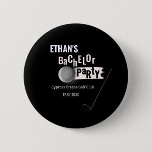 White Black Golfer Golf Bachelor Partee Golfing 6 Cm Round Badge