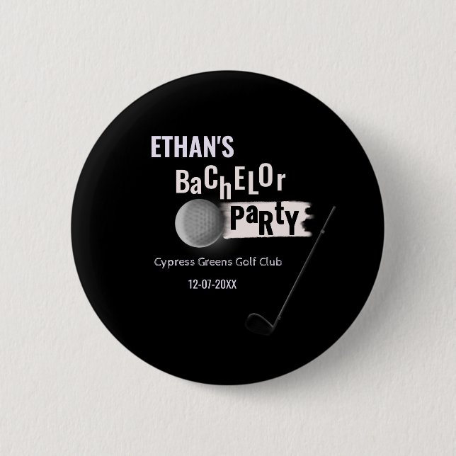 White Black Golfer Golf Bachelor Partee Golfing 6 Cm Round Badge (Front)