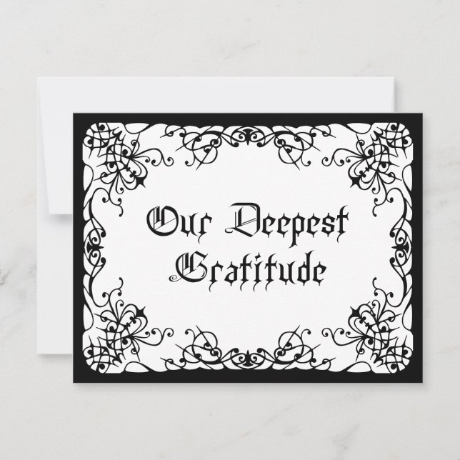 White Black Gothic Wedding Thank You Card (Front)