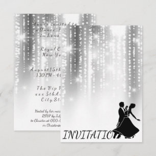 White Black Gray Night Sky Starry Dance Party Invitation