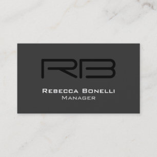 White Black Grey Monogram Manager Business Card
