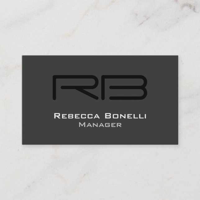 White Black Grey Monogram Manager Business Card (Front)