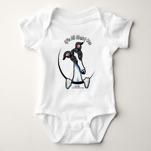 White Black Greyhound IAAM Baby Bodysuit (Front)