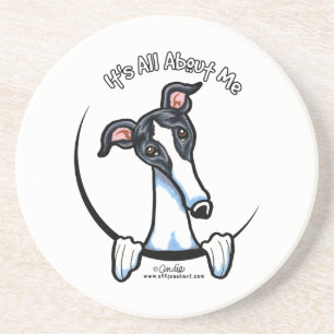 White Black Greyhound IAAM Coaster