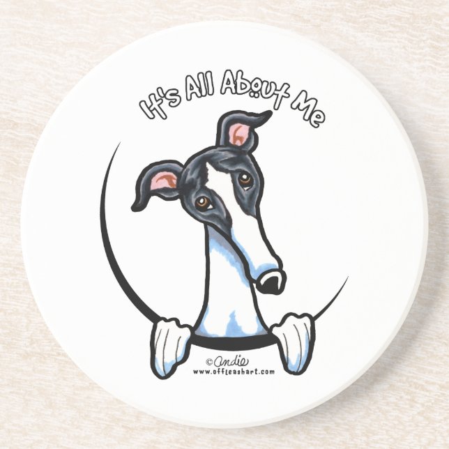 White Black Greyhound IAAM Coaster (Front)