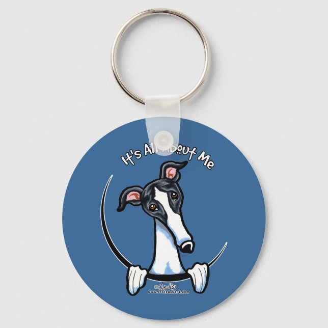White Black Greyhound IAAM Key Ring (Front)