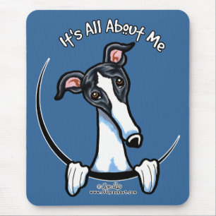 White Black Greyhound IAAM Mouse Mat