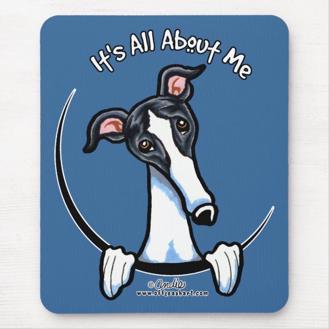 White Black Greyhound IAAM Mouse Mat (Front)