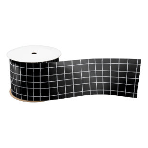 White black Grid Pattern Satin Ribbon