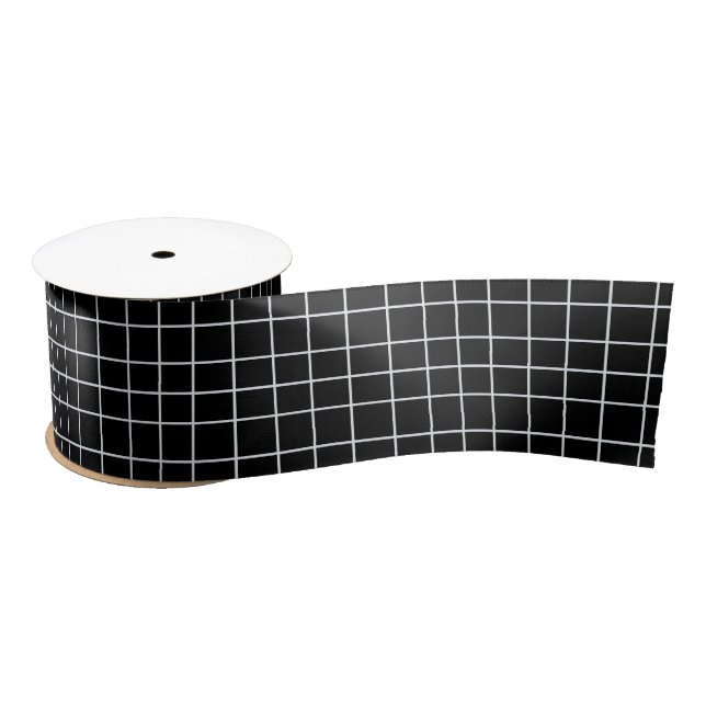 White black Grid Pattern Satin Ribbon (Spool)