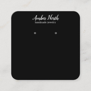 WHITE BLACK Hand Written Calligraphy Earring Square Business Card