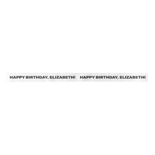 White Black Happy Birthday Name   Personalised Satin Ribbon