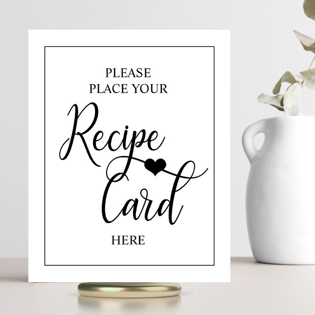White Black Heart Bridal Shower RECIPE SIGN (Creator Uploaded)