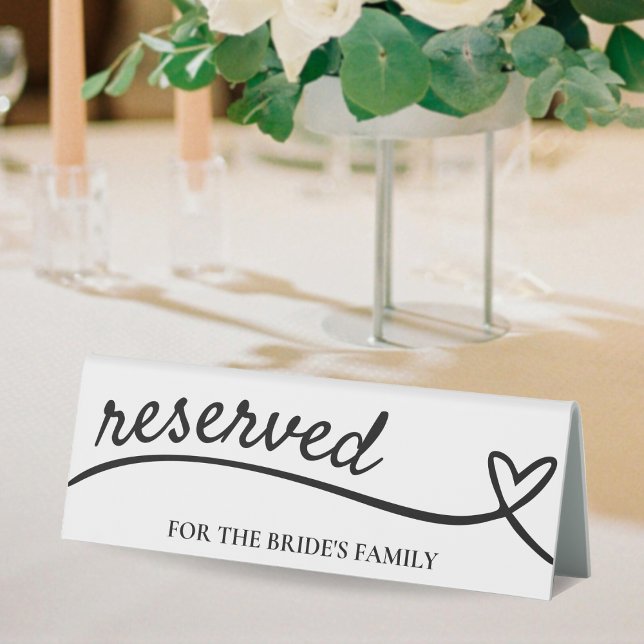 White & Black Heart Wedding (White & Black Heart Wedding Table Tent Sign)
