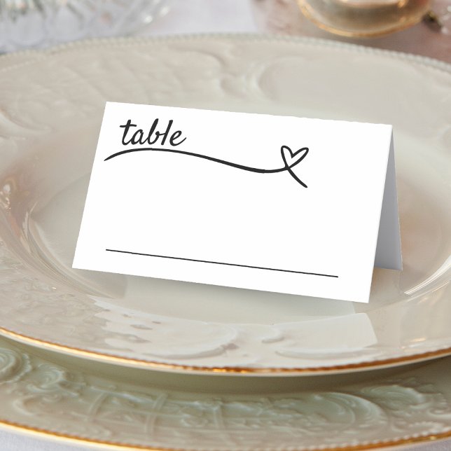 White & Black Heart Wedding Place Card (White & Black Heart Wedding Place Card)
