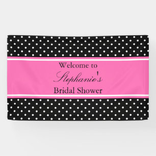 White Black, Hot Pink Polka Dot Bridal Shower Banner