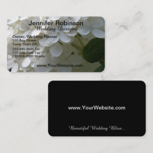White Black Hydrangea Wedding Business Card Set