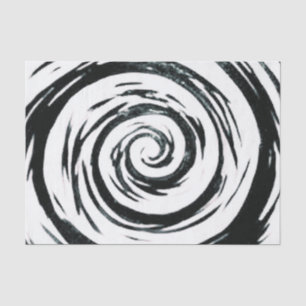 White & Black Hypnotic Swirl Art Tissue Paper