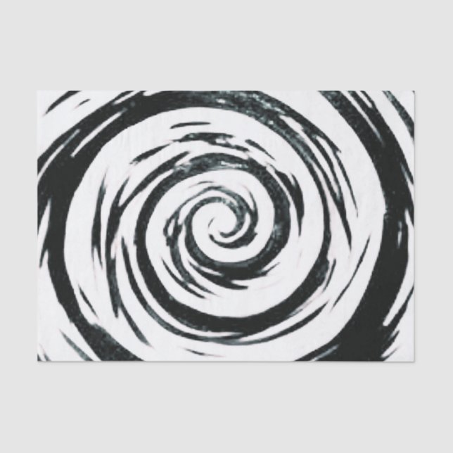White & Black Hypnotic Swirl Art Tissue Paper (Front)