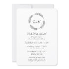 White Black Leaf Wreath Monogram One Day Away