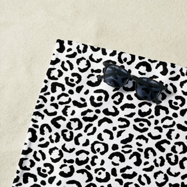 White Black Leopard Print      Beach Towel (In Situ)