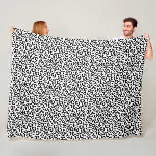 White Black Leopard Print     Fleece Blanket