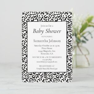 White Black Leopard Print     Invitation
