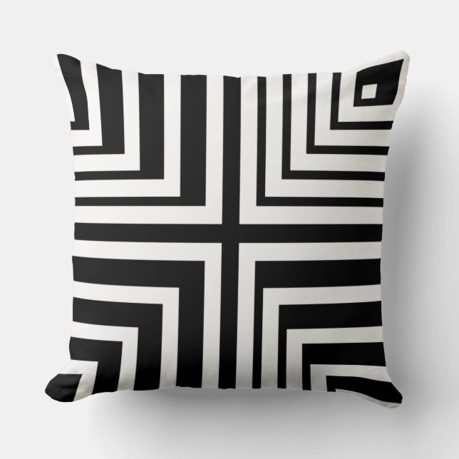 White&Black Light & Shadow Pattern- Throw Pillow (Front)
