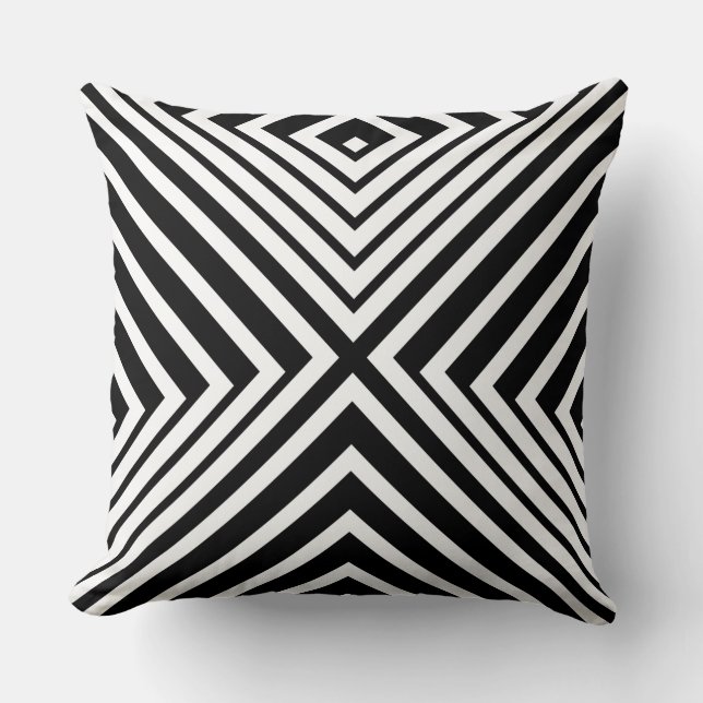 White & Black Light & Shadow Pattern- Throw Pillow (Front)