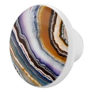 White Black Lilac Blue Terracotta Agate Geode Ceramic Knob