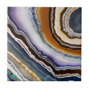 White Black Lilac Blue Terracotta Agate Geode Tile