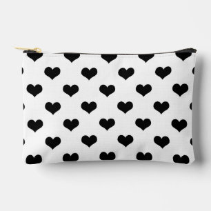 White Black Love Heart Pattern Design Accessory Pouch