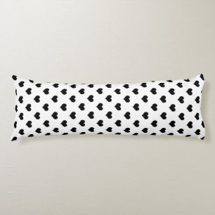 White  Black Love Heart Pattern Design  Body Cushion