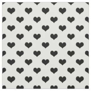 White Black Love Heart Pattern Design Fabric
