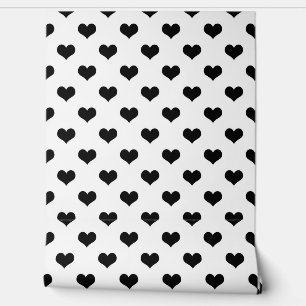 White Black Love Heart Pattern Design  Wallpaper