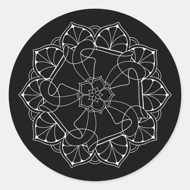 White & Black Mandala Sticker (Front)