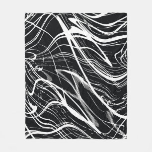 White Black Marble: Abstract Vintage Fleece Blanket
