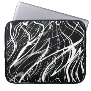 White Black Marble: Abstract Vintage Laptop Sleeve