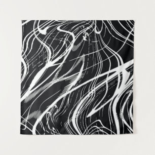 White Black Marble: Abstract Vintage Tapestry