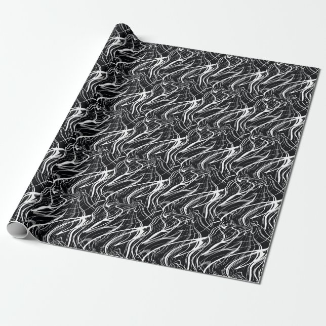 White Black Marble: Abstract Vintage Wrapping Paper (Unrolled)
