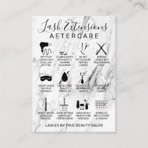 White Black Marble Lash Extensions Aftercare Icon Business Card