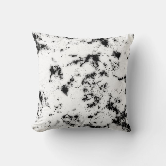 White Black  Marble Paint Splash Abstract Cushion (Front)