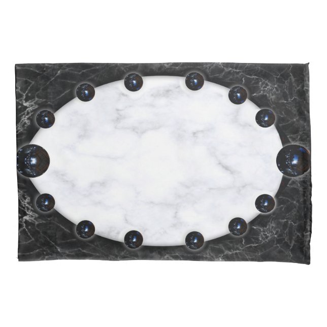 White & Black Marble Sphere Graphics Pillowcase (Front)