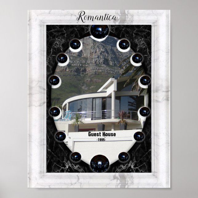 White & Black Marble Sphere Graphics Poster (Front)