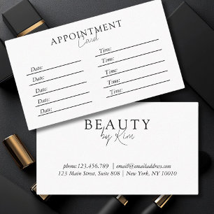 White & Black, Minimal, Elegant, Salon Appointment Card